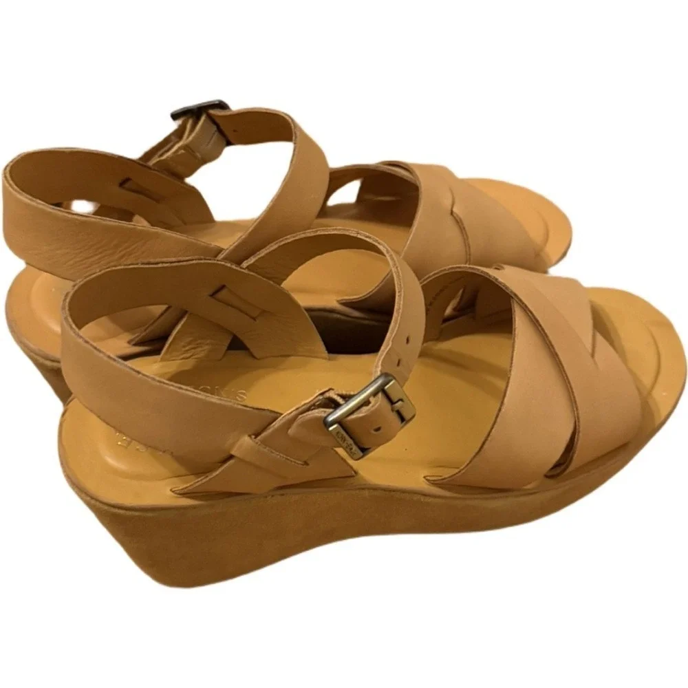 Kork-Ease Ava Classic Natural Vachetta Leather Wedge Heeled Sandal Tan Size 10